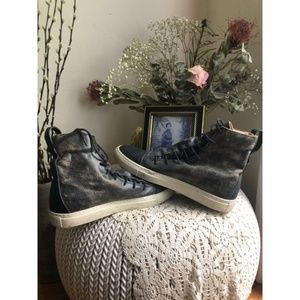 Rare:John Varvatos-Black Mac Lace High Top Sneaker